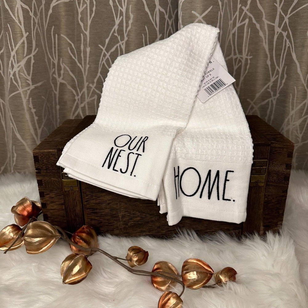 RAE DUNN FARMHOUSE HOME DECOR KITCHEN OUR NEST HOME WASH CLEAN TOWEL NEW HTF RD